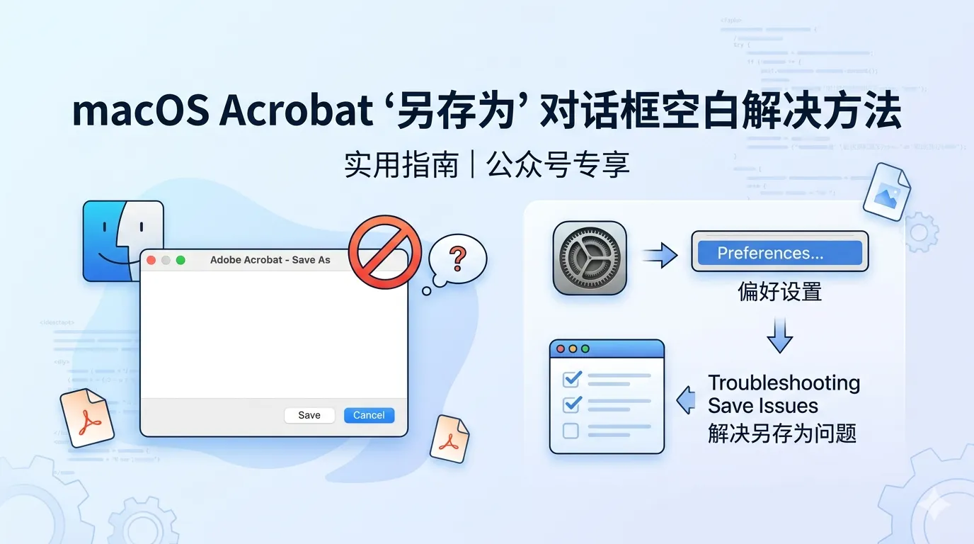 Acrobat 中&ldquo;另存为&rdquo;对话框空白的解决方法（macOS）